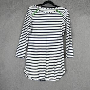 Cabana Life Dress Womens Small Blue White Striped Long Sleeve Beach Cover Up